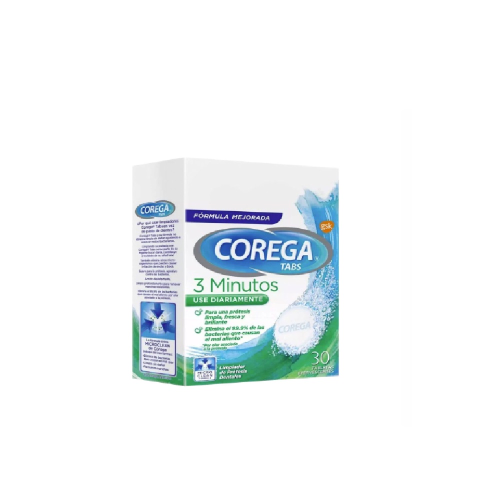 Corega Tabletas Limpiadoras Efervescentes 3 Min X 30 – Farmacia Mariana